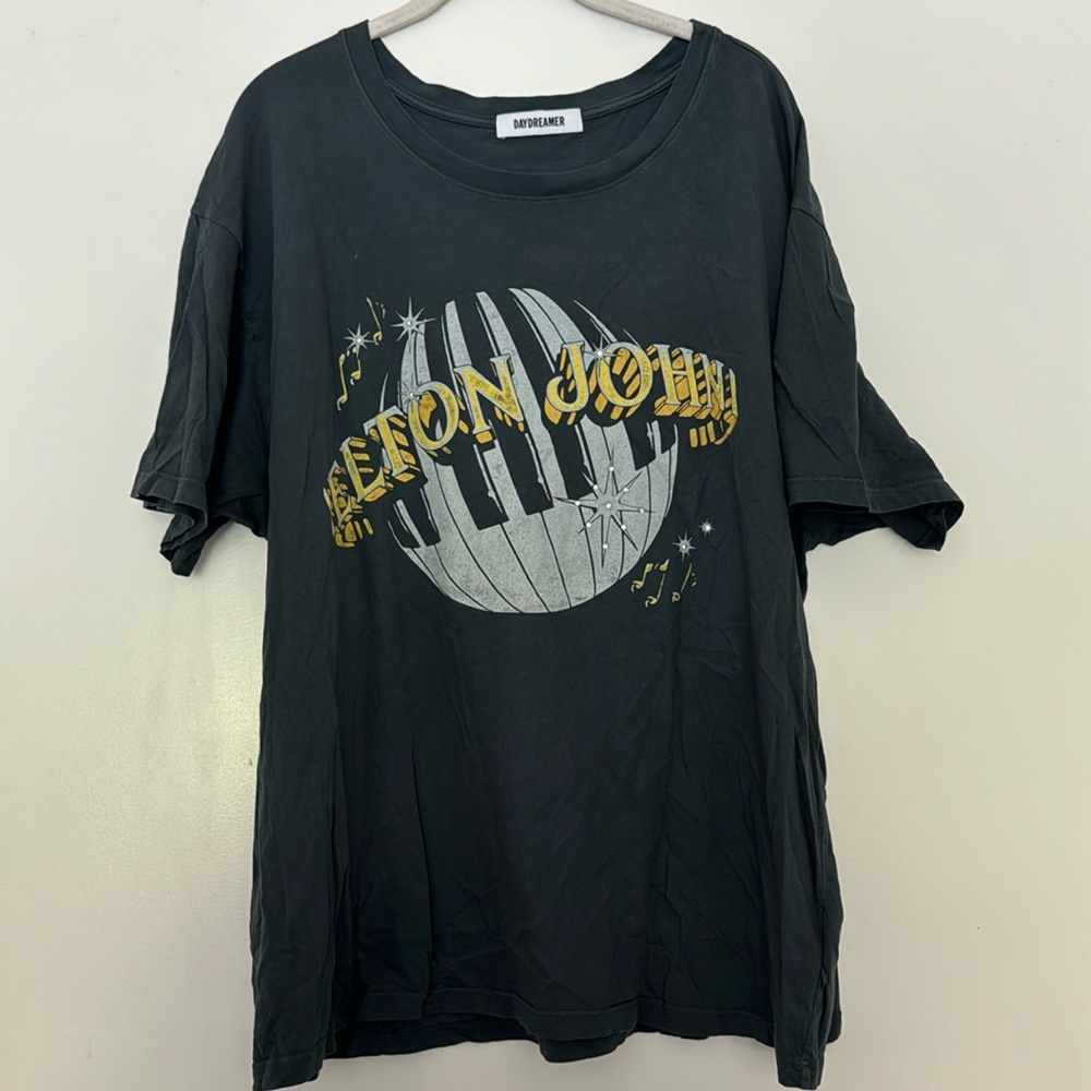 Daydreamer Black Elton John Graphic Tee with Gold Accents - Picture 2 of 4